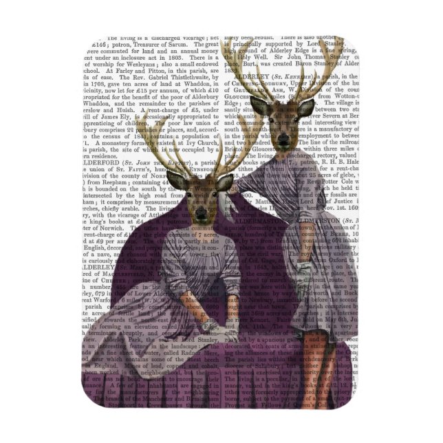 Magnet Flexible Jumeaux de cerfs en violet (Vertical)