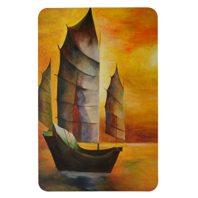 Magnet Flexible Junk chinoise en ocre et jaune (Vertical)