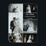 Magnet Flexible Juste marié 6 photo Mariage Collage<br><div class="desc">Célébrez vos souvenirs de mariage avec cet aimant photo-collage personnalisé. Doté de six espaces réservés aux photos et texte modifiable pour les noms, la date, et l'expression Just Married, ce design élégant fait une faveur de gardien ou de mariage significative. Personnaliser en minutes : - Remplacez par 6 de vos...</div>
