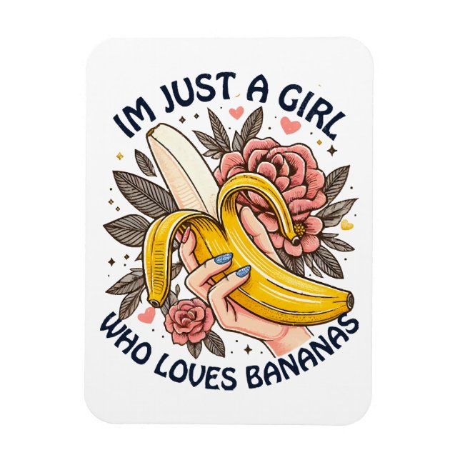 Magnet Flexible Juste une fille qui aime les bananes  (Vertical)