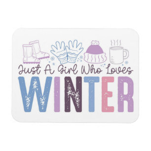 Magnet Flexible Juste une fille qui aime l'hiver mignonne design s