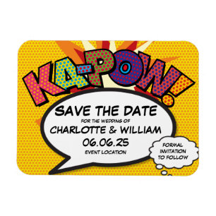 Magnet Flexible KA-POW Enregistrer la date Comic Book Fun Modern