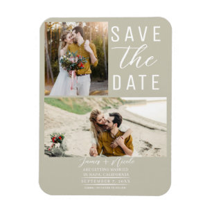 Magnet Flexible Kaki Beige Moderne 2 Photos Sauvegarder la Date de