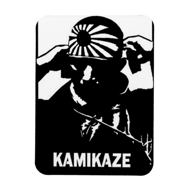 Magnet Flexible Kamikaze pilote japonais noir et blanc (Vertical)