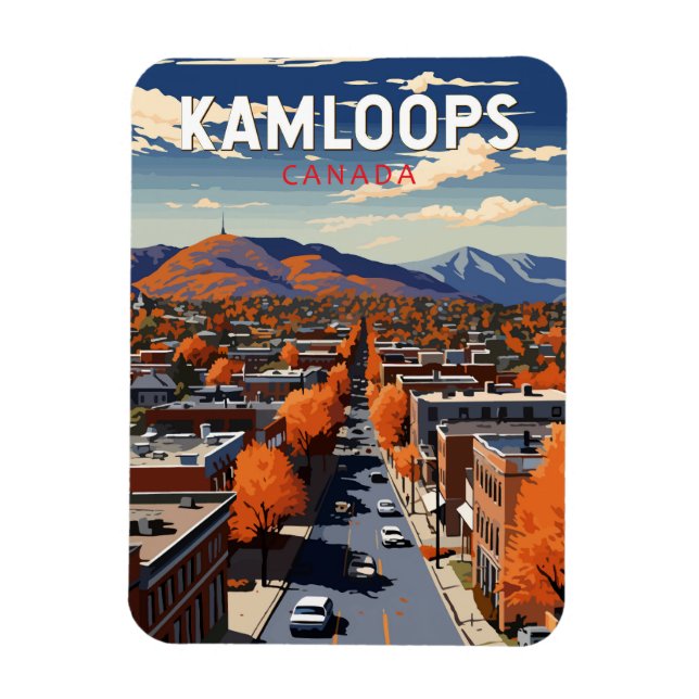 Magnet Flexible Kamloops Canada Travel Art Vintage (Vertical)