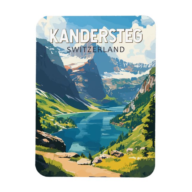 Magnet Flexible Kandersteg Suisse Travel Art Vintage (Vertical)