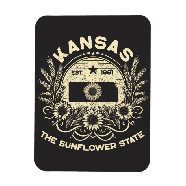 Magnet Flexible Kansas L'État Du Tournesol (Vertical)