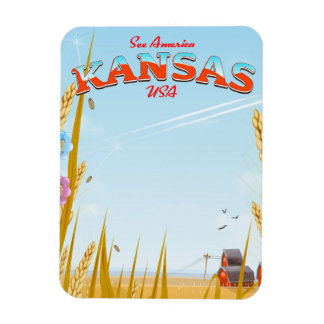 Magnet Flexible Kansas USA Farm retro poster Voyage