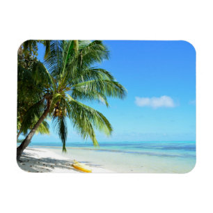 Magnet Flexible Kayak jaune sur un aimant rectangulaire de plage