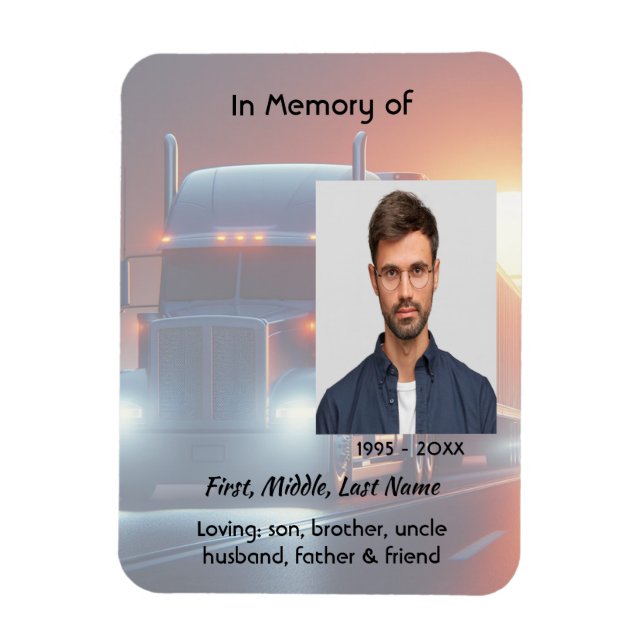 Magnet Flexible Keepsake Memorial Semi-Truck Tractor-trailer  (Vertical)