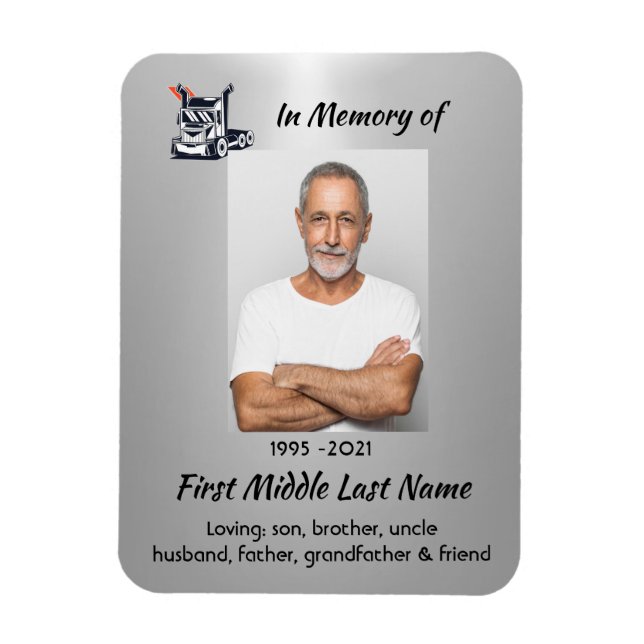 Magnet Flexible Keepsake  Memorial Semi-Truck Tractor-trailer  (Vertical)