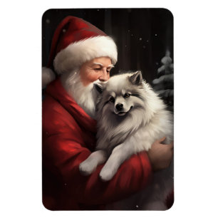 Magnet Flexible Keeshond avec le Père Noël Festif de Noël