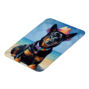 Magnet Flexible Kelpie australienne sur la plage, cadeau d'été amo