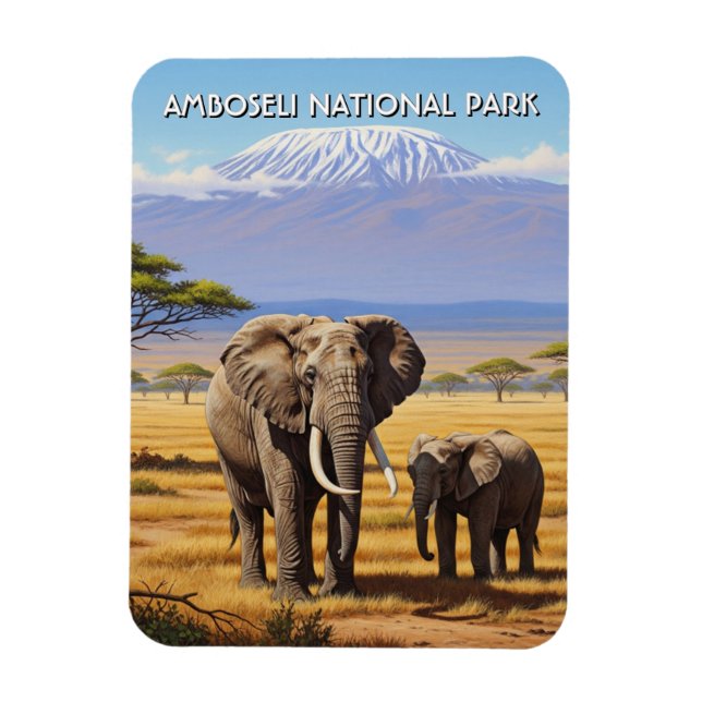 Magnet Flexible Kenya Amboseli Elephants du Parc National (Vertical)