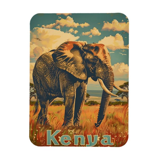 Magnet Flexible Kenya Elephant Vintage (Vertical)