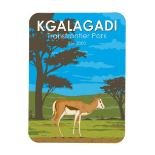 Magnet Flexible Kgalagadi Transfrontière Park Travel Art Vintage