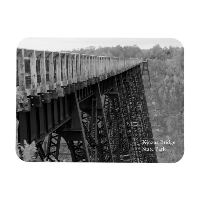 Magnet Flexible Kinzua Bridge Skywalk B&W Automne Souvenir Frigo (Horizontal)