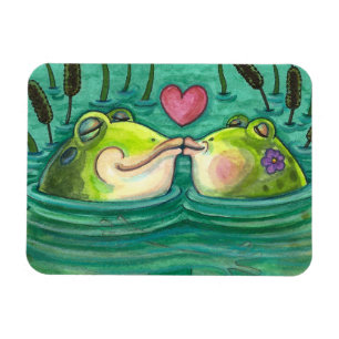 MAGNET FLEXIBLE KISSING FROGS COLORÉ & CUTE POND ROMANCE, AMUSANT