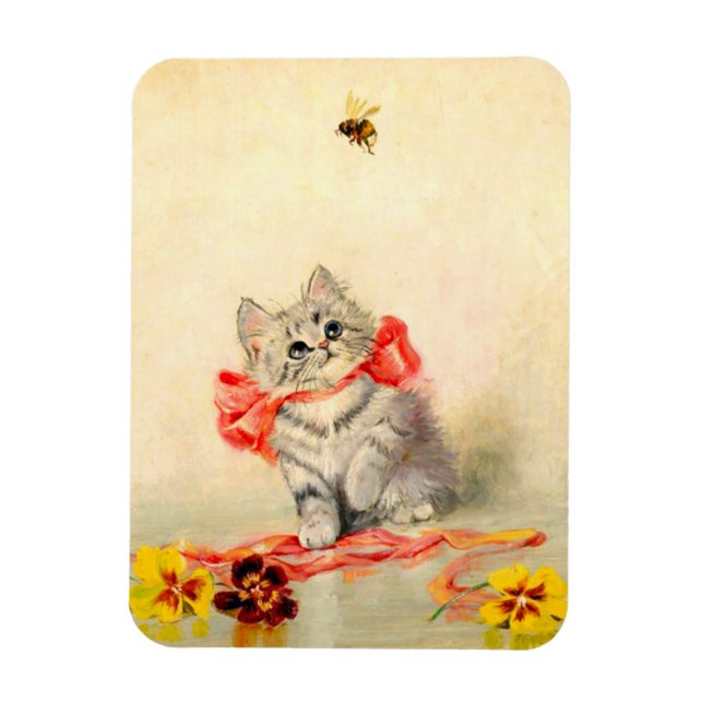 Magnet Flexible Kitten avec ruban rouge (Vertical)