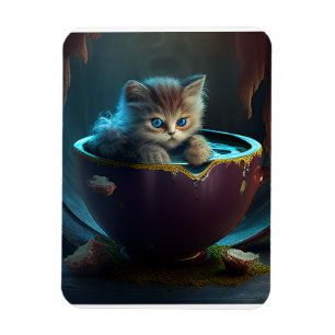 Magnet Flexible Kitten en rouge Teacup Aimant photo flexible