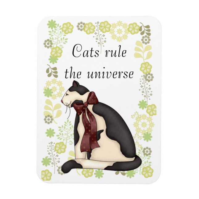 Magnet Flexible Kitty Chat avec Fleurs Photo (Vertical)