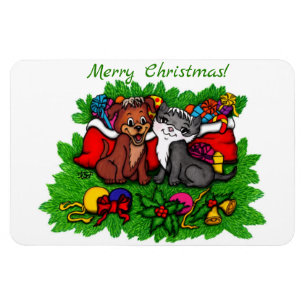 Magnet Flexible Kitty et chiot, Happy XMas