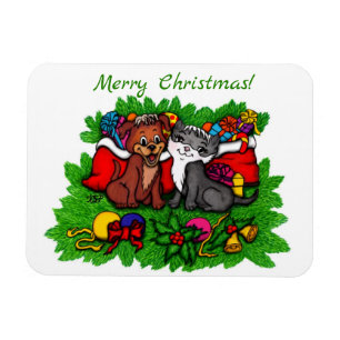 Magnet Flexible Kitty et chiot, Happy XMas