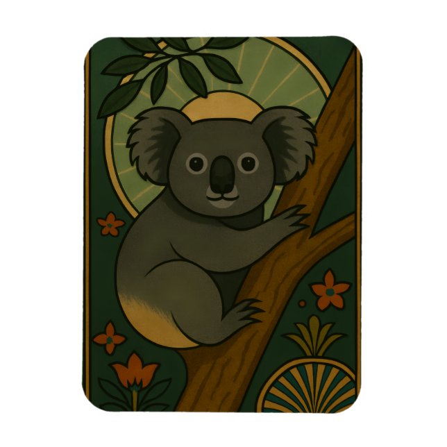 Magnet Flexible Koala ornemental en Mandala botanique (Vertical)