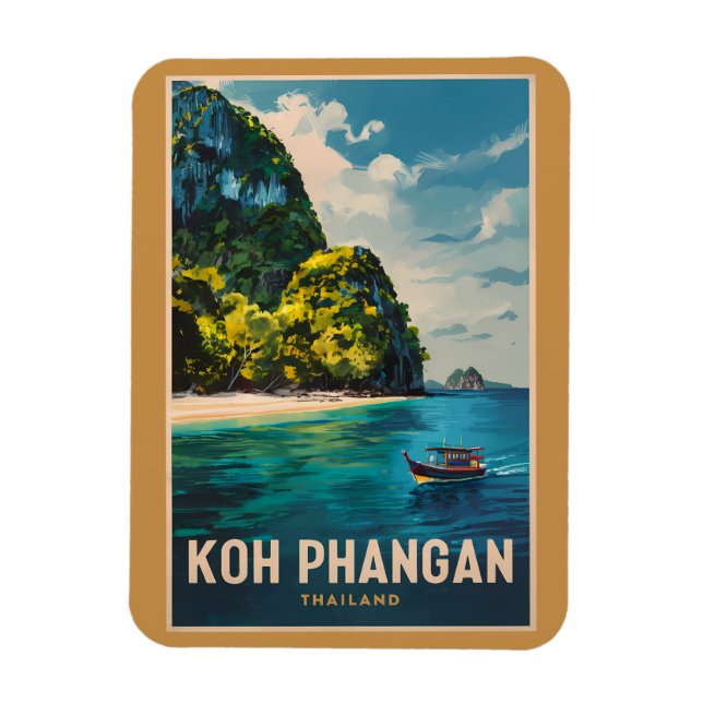 Magnet Flexible Koh Phangan Thaïlande Travel Art Vintage (Vertical)