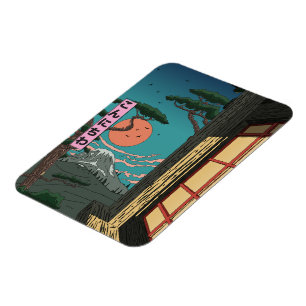 Magnet Flexible Konnichiwa Soleil Couchant Japonais