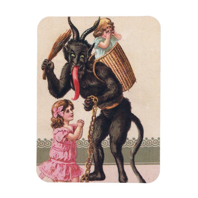 Magnet Flexible Krampus Filles bienveillantes Noël Vintage (Vertical)