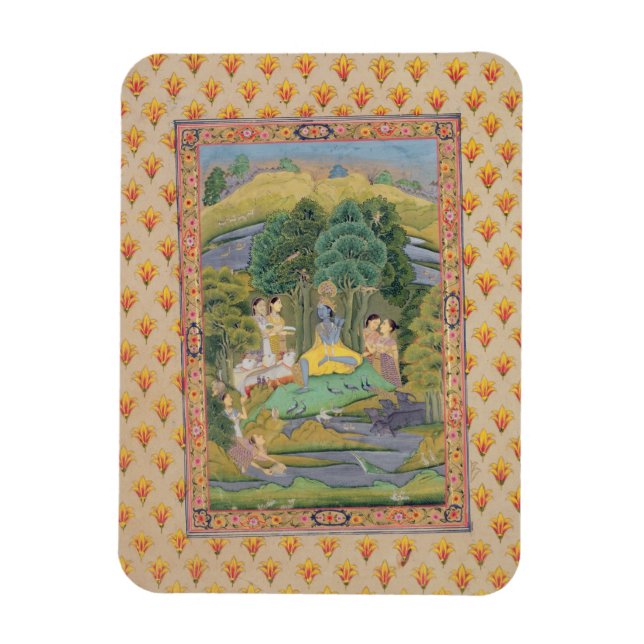 Magnet Flexible Krishna et les Gopis (gouache sur papier) (Vertical)