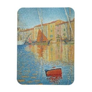 Magnet Flexible La Bouée rouge de Paul Signac, Pointillisme vintag