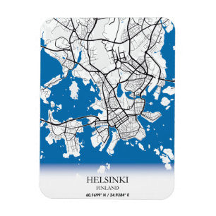 Magnet Flexible La carte de la ville finlandaise d'Helsinki coordo
