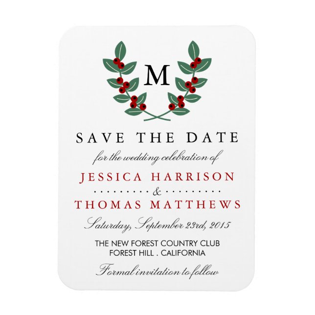 Magnet Flexible La collection de Mariages Monogram Berry Bush (Vertical)