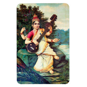 Magnet Flexible La Déesse Saraswati Par Raja Ravi Varma