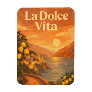 Magnet Flexible La Dolce Vita – Affiche de voyage rétro de la côte