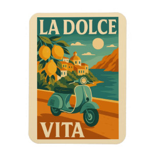 Magnet Flexible La Dolce Vita - Retro L'affiche de voyage de la cô