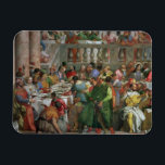 Magnet Flexible La fête du mariage à Cana, détail du banquet à<br><div class="desc">Image : 99619 La fête du mariage à Cana,  détail de la table de banquet avec l'homme dans une robe verte et nain avec un perroquet,  c.1562 (huile sur toile) (détail de 94932). Veronese (Paolo Caliari) (1528-88). Louvre,  Paris,  France,  Peter Willi. Art,  Art.</div>