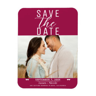 Magnet Flexible La framboise moderne Sauvez la date Mariage Photo