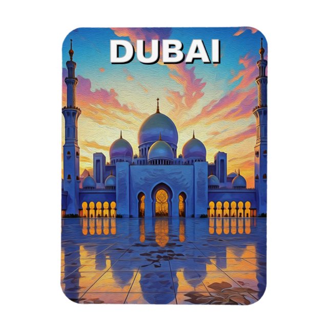 Magnet Flexible La Grande Mosquée de Dubaï Coucher de soleil des E (Vertical)