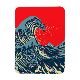 Magnet Flexible La Grande vague de Hokusai dans un style dynamique