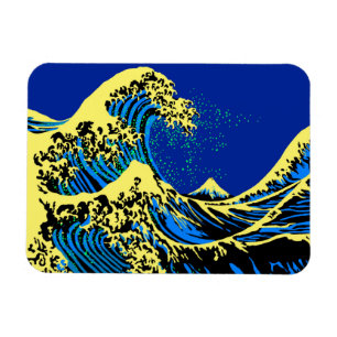 Magnet Flexible La grande vague Hokusai dans un décor de style pop
