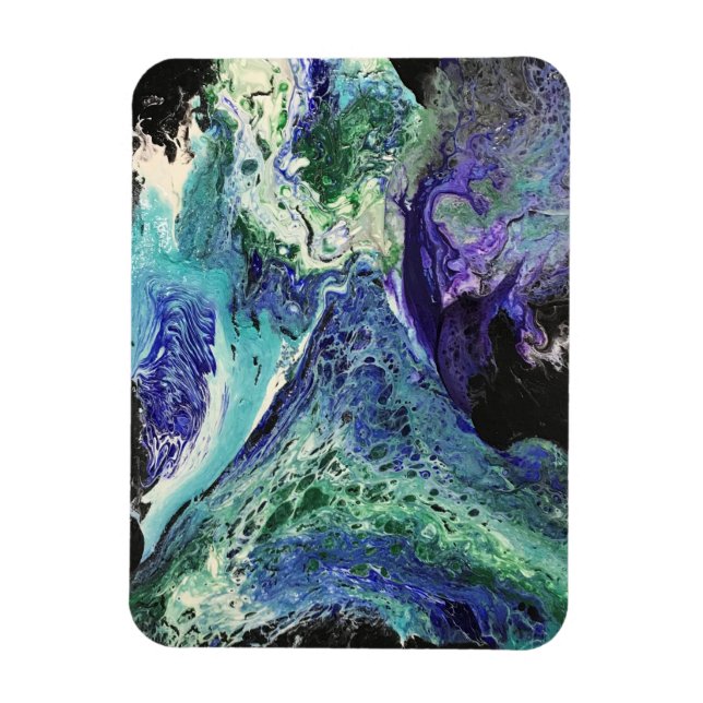 Magnet Flexible La Laguna #1 peinture en bleu, turquoise, blanc (Vertical)