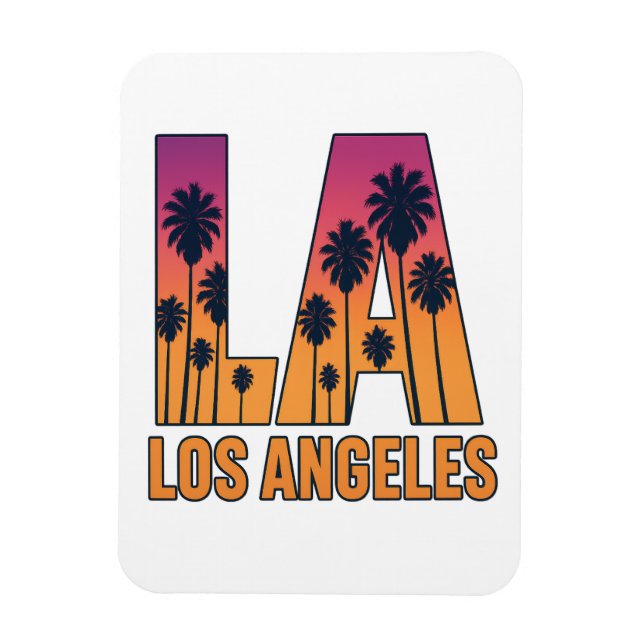 Magnet Flexible LA Los Angeles Palm Trees Sunset Retro Design (Vertical)