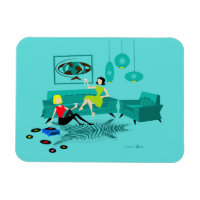 La nuit de la fille rétro dans l'aimant flexible