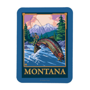 Magnet Flexible La pêche à la mouche - Montana
