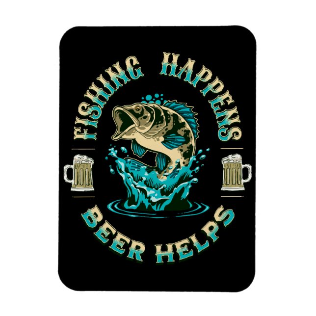Magnet Flexible La pêche arrive. La bière aide! (Vertical)