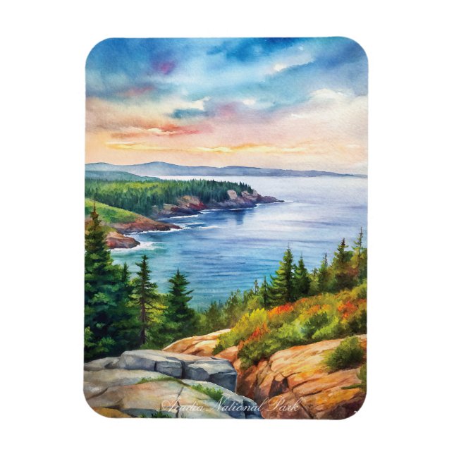 Magnet Flexible La peinture aquarelle du parc national Acadia (Vertical)