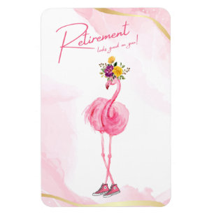 Magnet Flexible La retraite te va bien ! Flamant rose en Basket